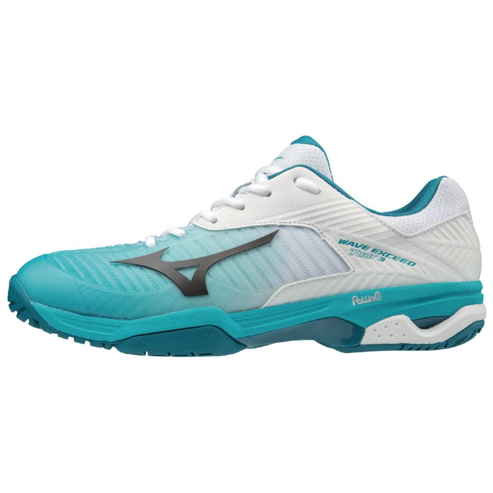 Zapatillas Tenis Mizuno Wave Exceed Tour 3 AC Hombre Blancas/Azul Electrico Azules Outlet MIYU-42673